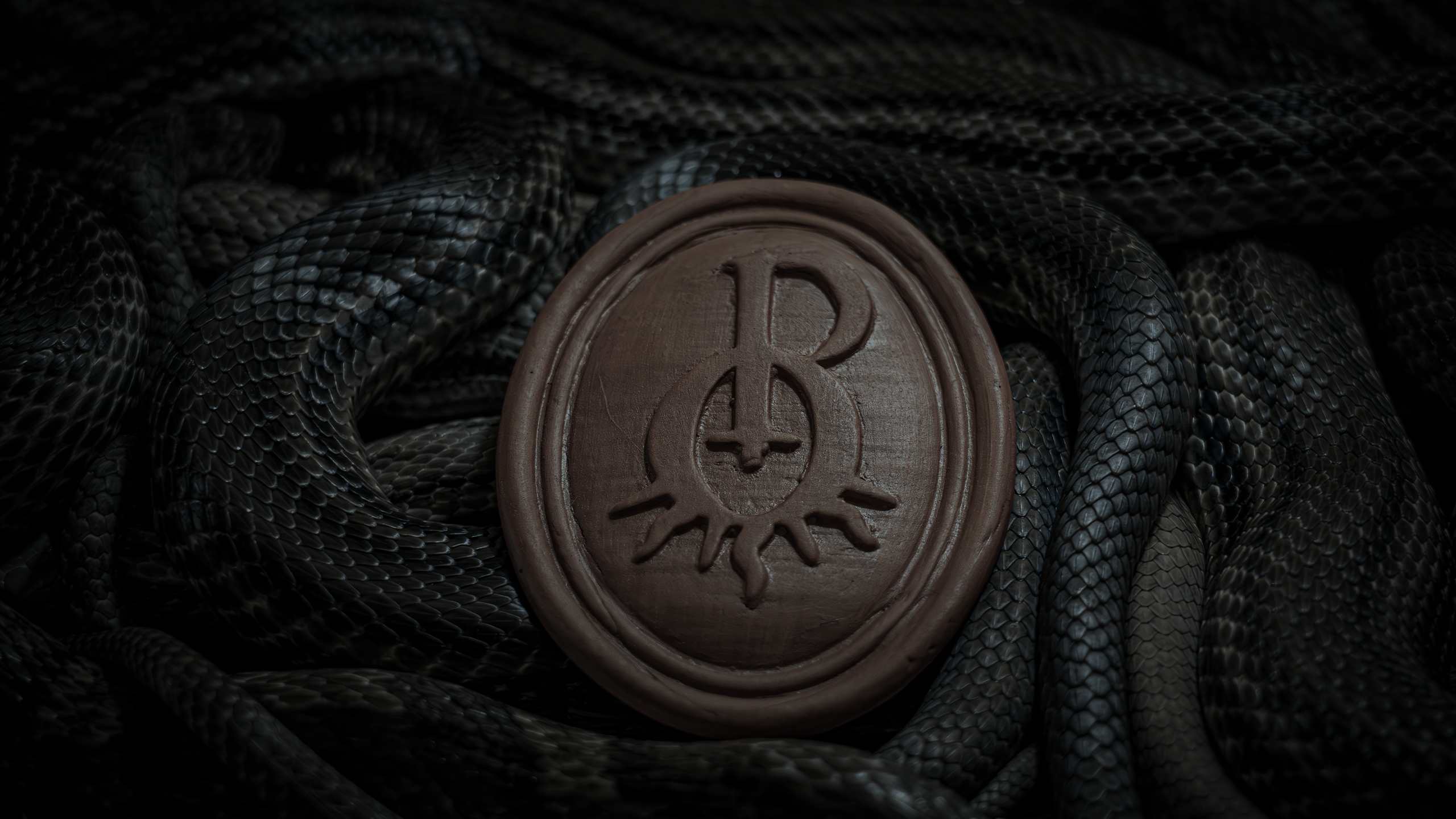 A dark background image featuring the ceramic Opera Rotas logo resting on intertwining snakes.